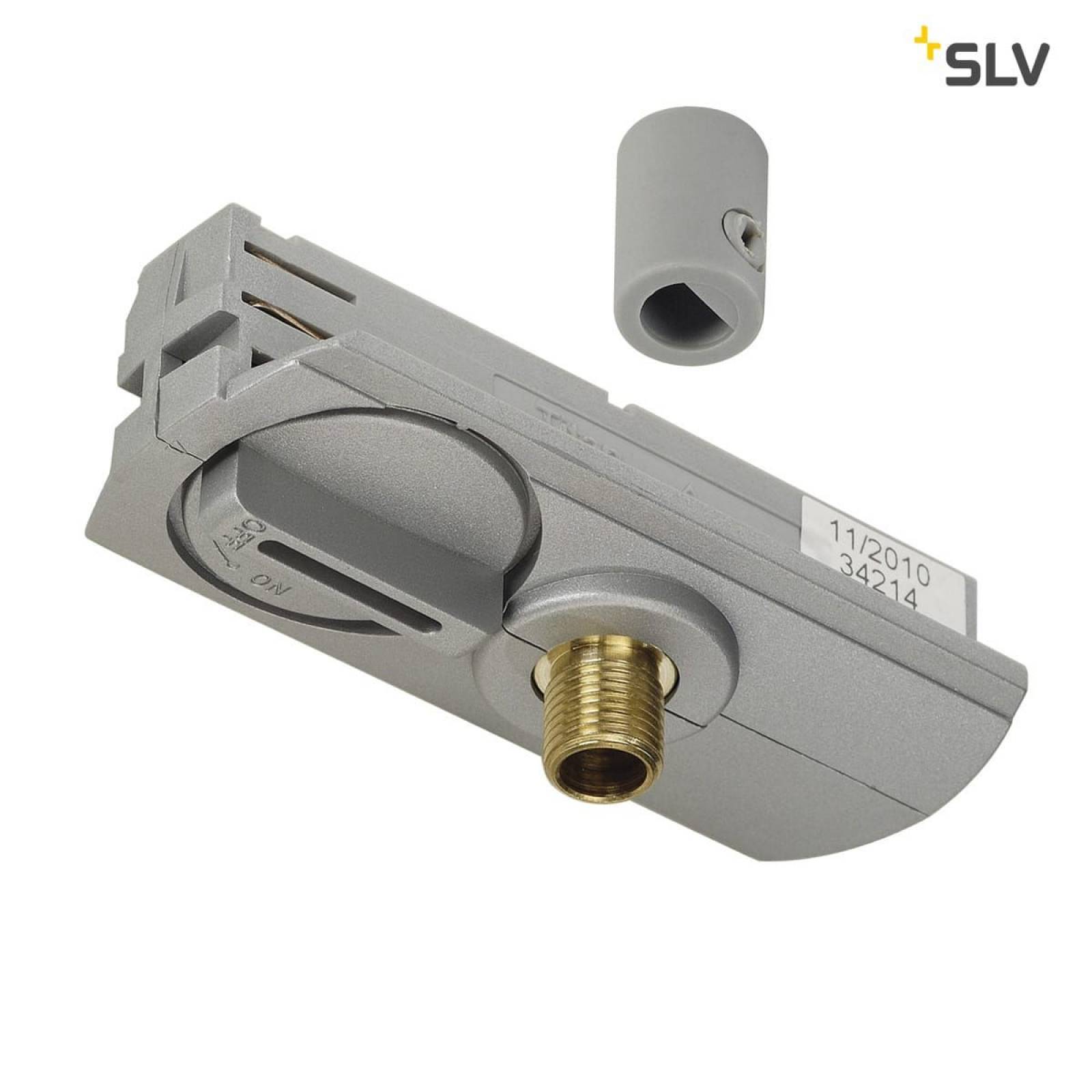 1-Phasen Pendelleuchtenadapter silbergrau, inkl. Zugentlastung und Gewindest�ck