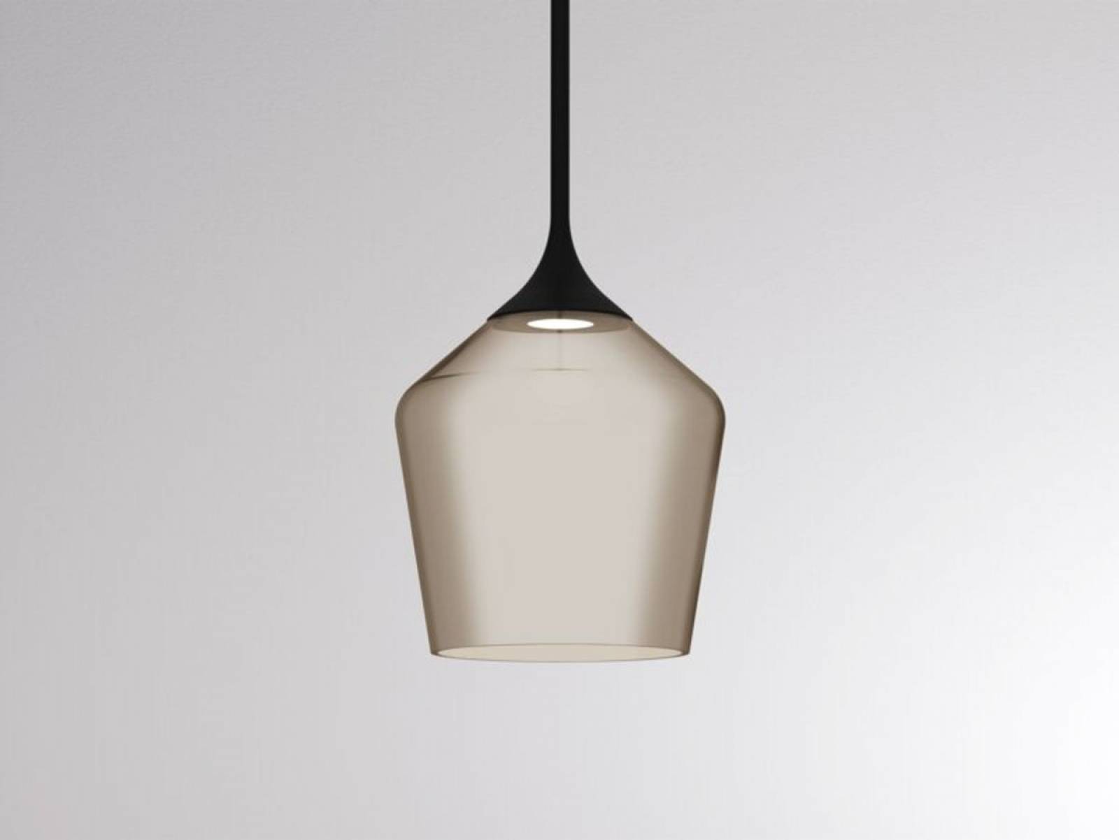 2-Phasen-Pendelleuchte COCKTAIL M VOLARE 10W Glas braun, Schwarz, smart dim, 2700K