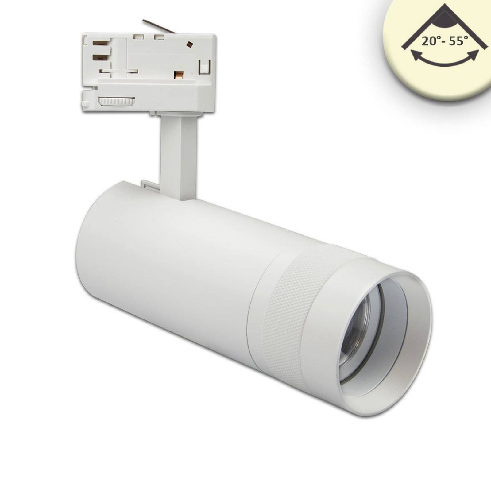 3-PH Schienen-Strahler fokussierbar, 24W, 20�-55�, weiss matt, warmweiss 3000K