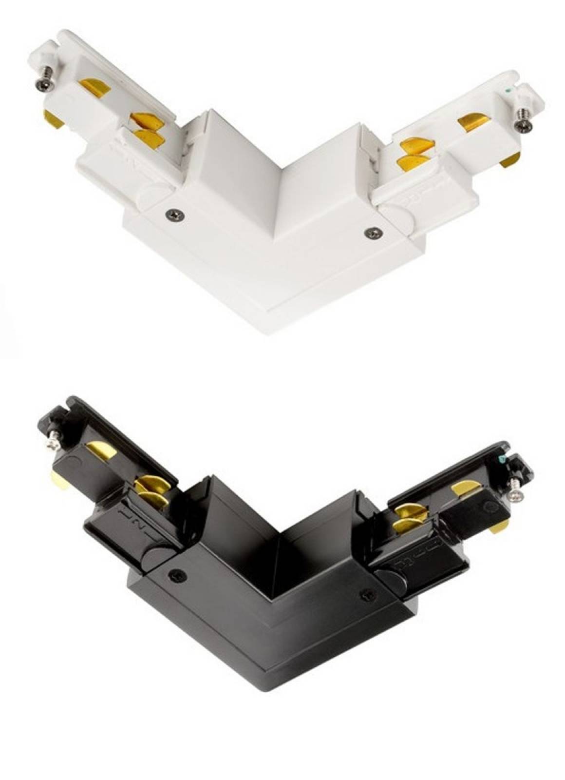 90� Verbinder links-rechts mit Wechselmechanik f�r D Line DALI Ein-/Aufbauschienensystem, wei�/schwa