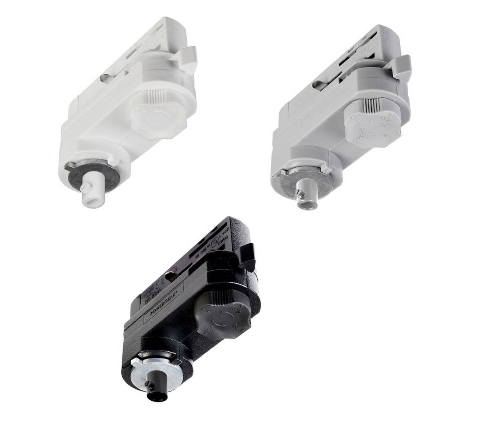 Adapter f�r Leuchtenmontage, 3-Phasen Einbau- und Aufbauschienensystem D Line, wei�/schwarz/grau