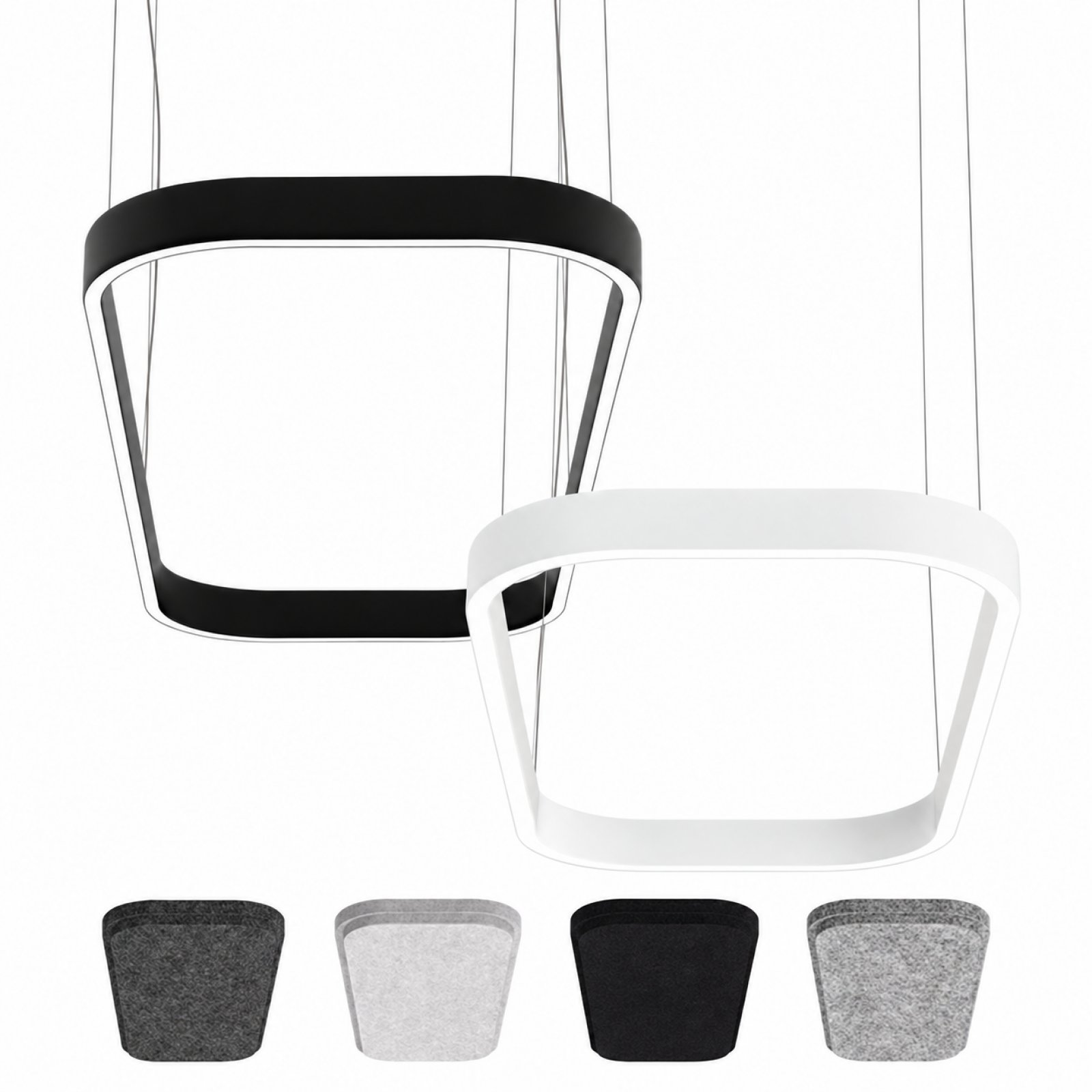 Akustik LED Pendelleuchte LON RECTANGLE 1500 direkt-indirekt CRI90