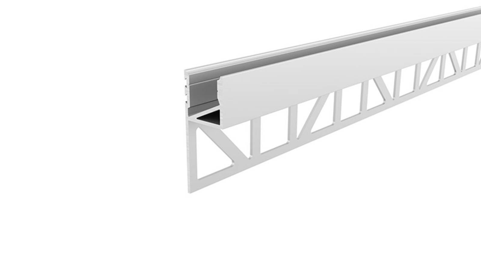 Aluminium Fliesen-Profil Abschluss nach oben leuchtend Wei�, lackiert, LxBxH 3000x14x36 mm