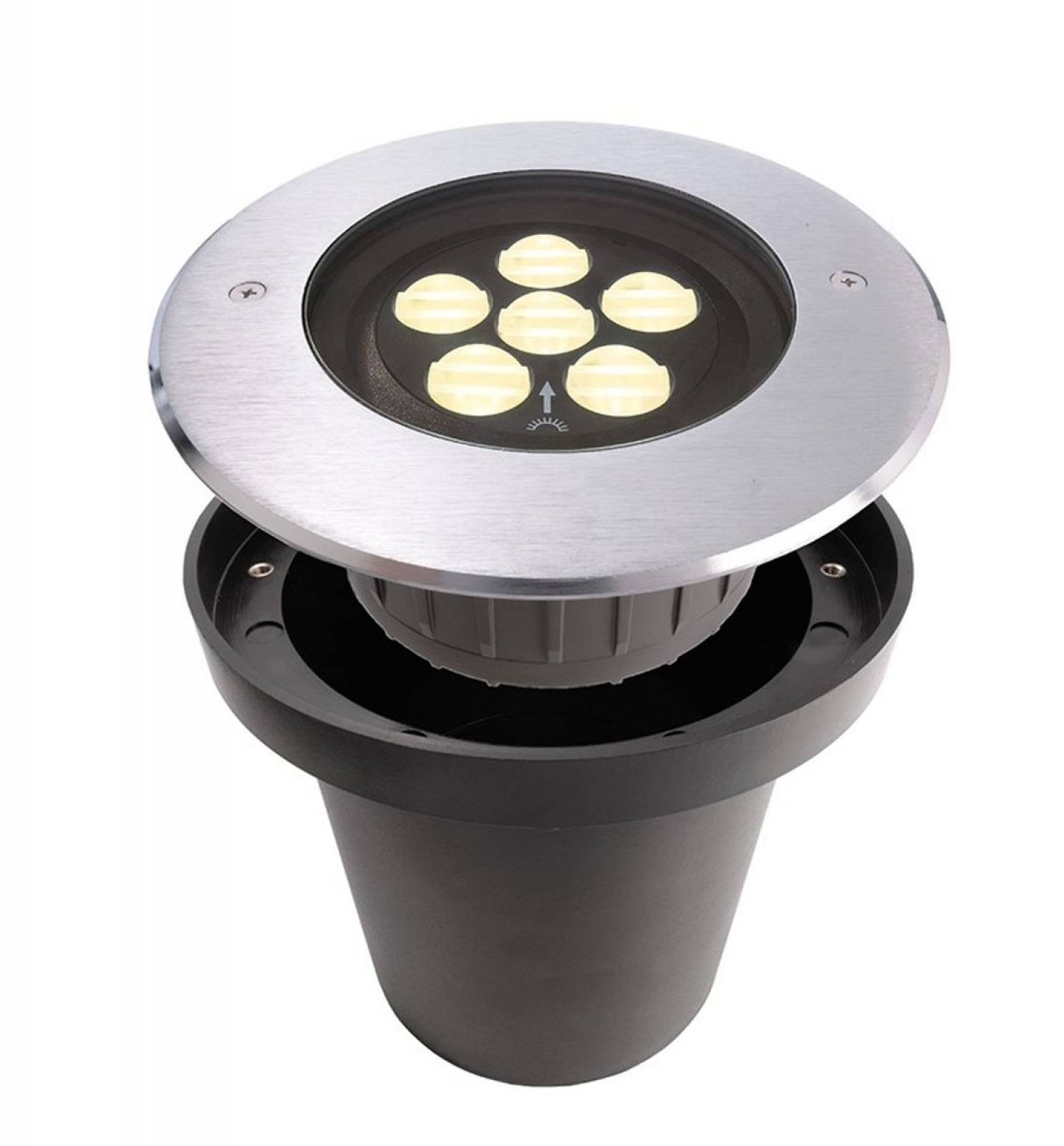 Au�en LED Bodeneinbaustrahler Canum, asymmetrisch, 3000K warmwei� 12W, Silber