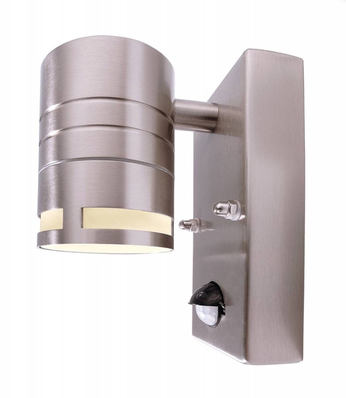 Au�en Wandleuchte Zilly II Down, GU10, 35W, Edelstahl mit Bewegungsmelder