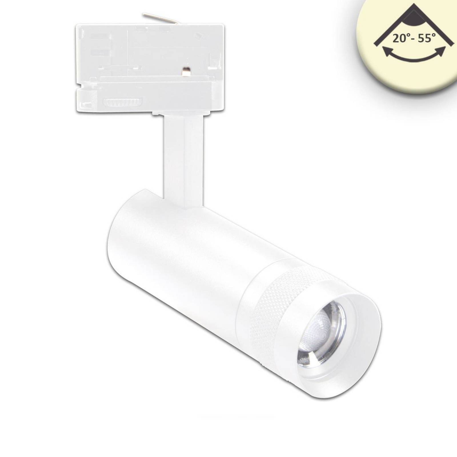 B-Ware 3-Ph Schienen-Strahler wei� fokussierbar 20�-55� 3000K 8W 675lm Ra/CRI:90