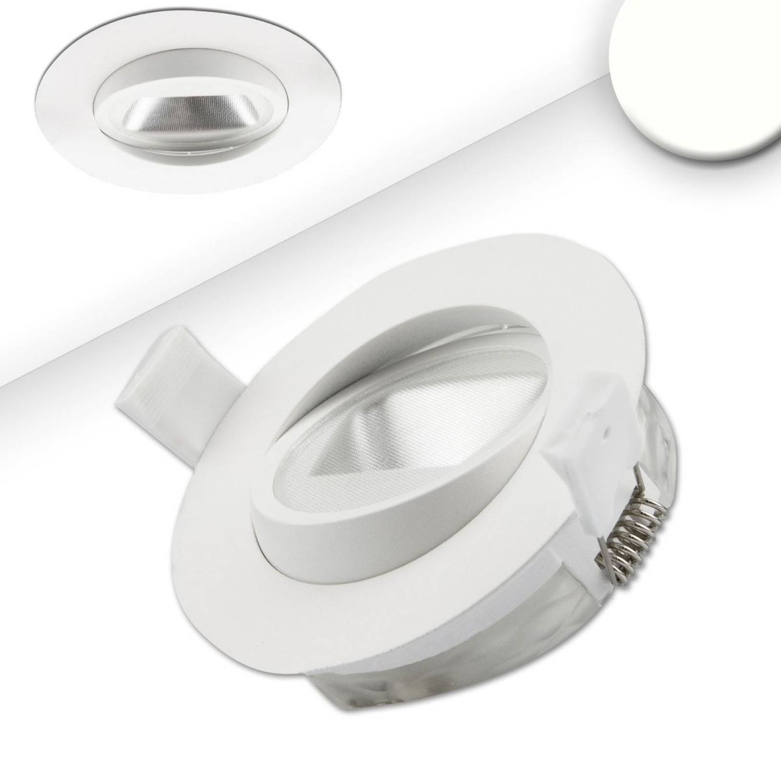 B-Ware Runde LED Einbauleuchte asymetrisch COB, wei�, 8W, 50�, rund, neutralwei�, dim