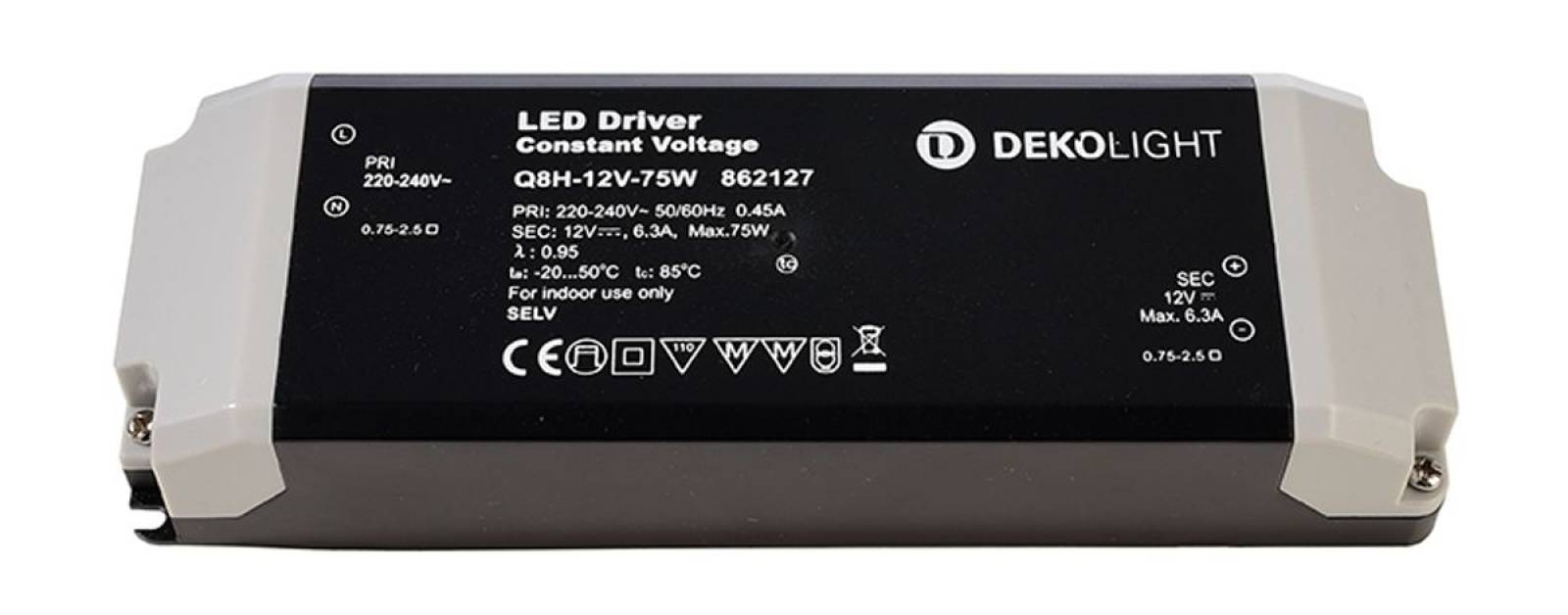 BASIC, Q8H-12-75W Schwarz, Netzger�t, 75W, 220-240V AC/50-60Hz, 12V DC, 0-630 mA