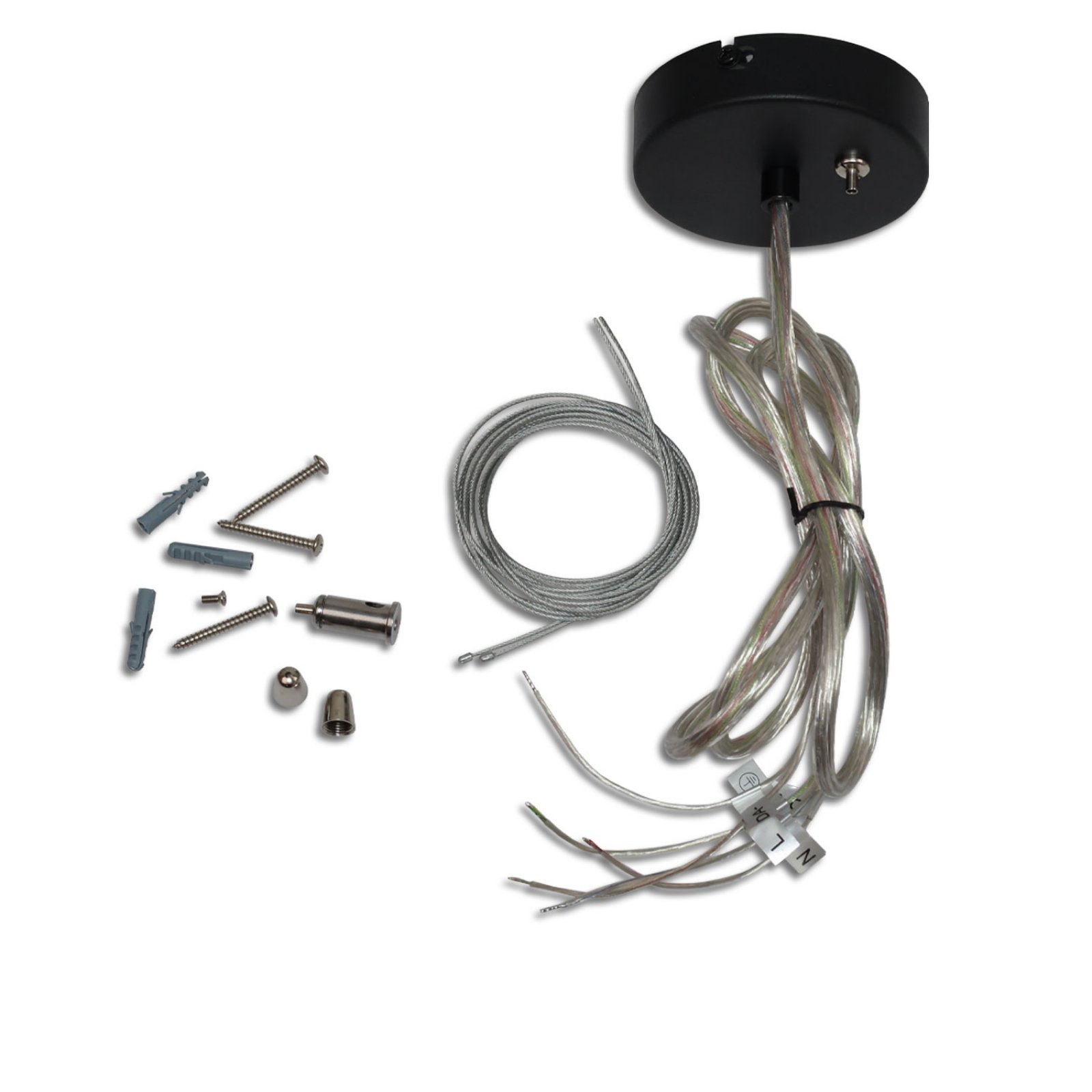 Baldachin mit Abh�ngung, Seil, f�r LED B�roleuchte Raster UGR<19, 1,5m L�nge