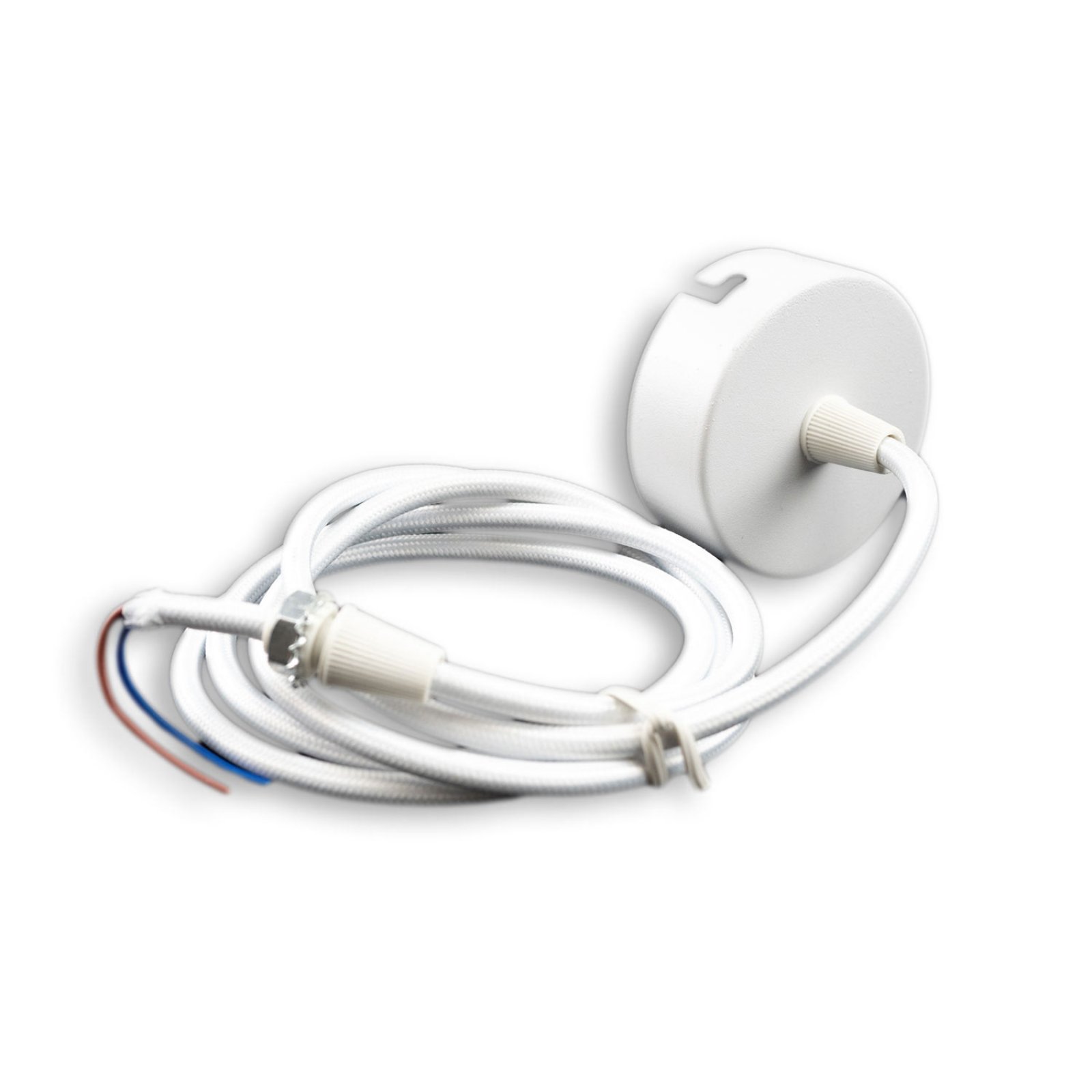 Baldachin rund 60mm, wei�, inkl. 2-poliges Stoffkabel 1,5m