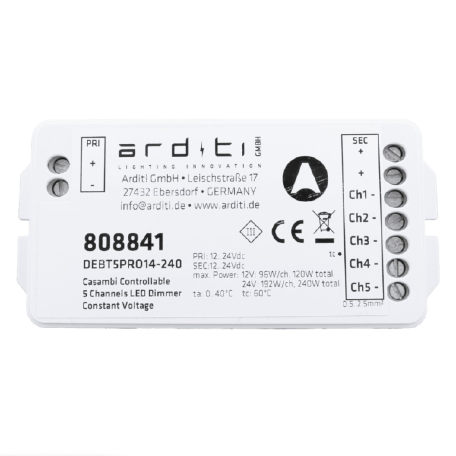 CASAMBI Dimmer 5-Kanal frei konfigurierbar RGB, RGBW & TW, ARDITI 808841