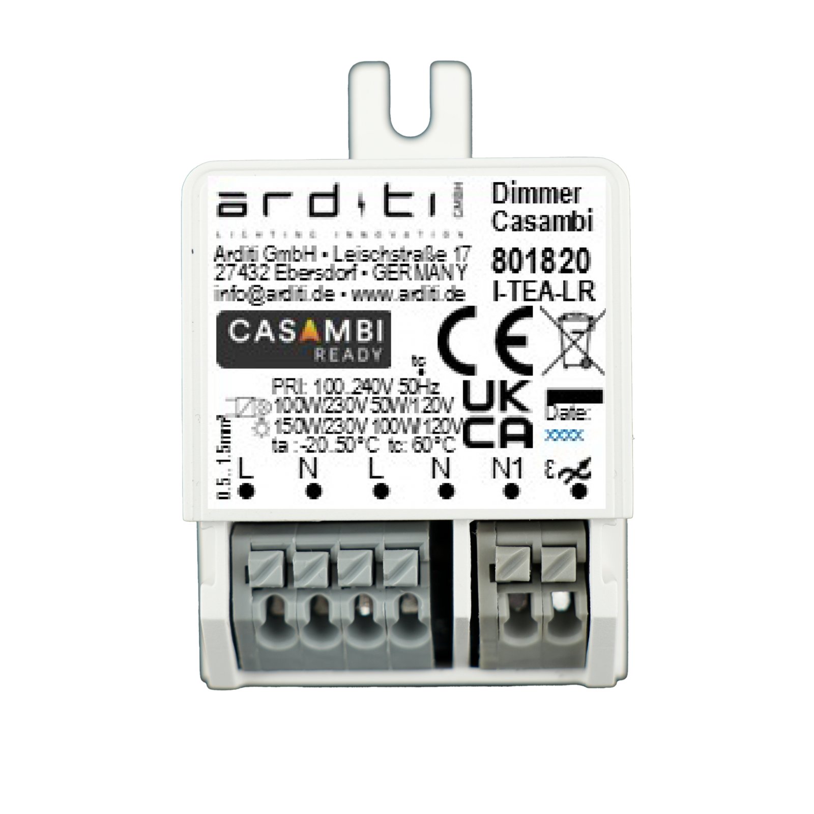 CASAMBI Phasenabschnittsdimmer 230V LED max. 150W, ARDITI 801820 I-TEA-LR
