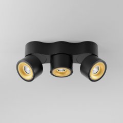 DLS LED Deckenleuchte CLIPPO S TRIO schwarz/gold 3x9,3W 34� 2700K CRI>90 1100lm dimmbar