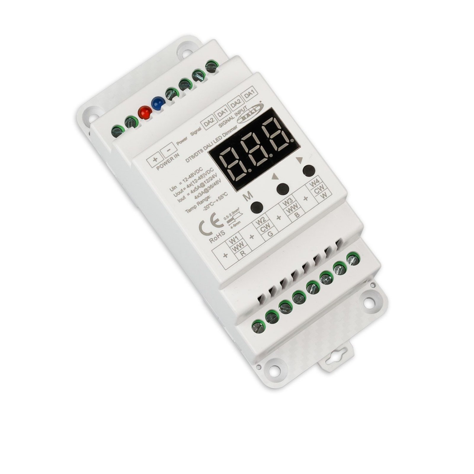 DALI-2 DT6 / DT8 Hutschienen-Dimmer Multi-PWM 12-24V 4x5A, 36-48V 4x3A