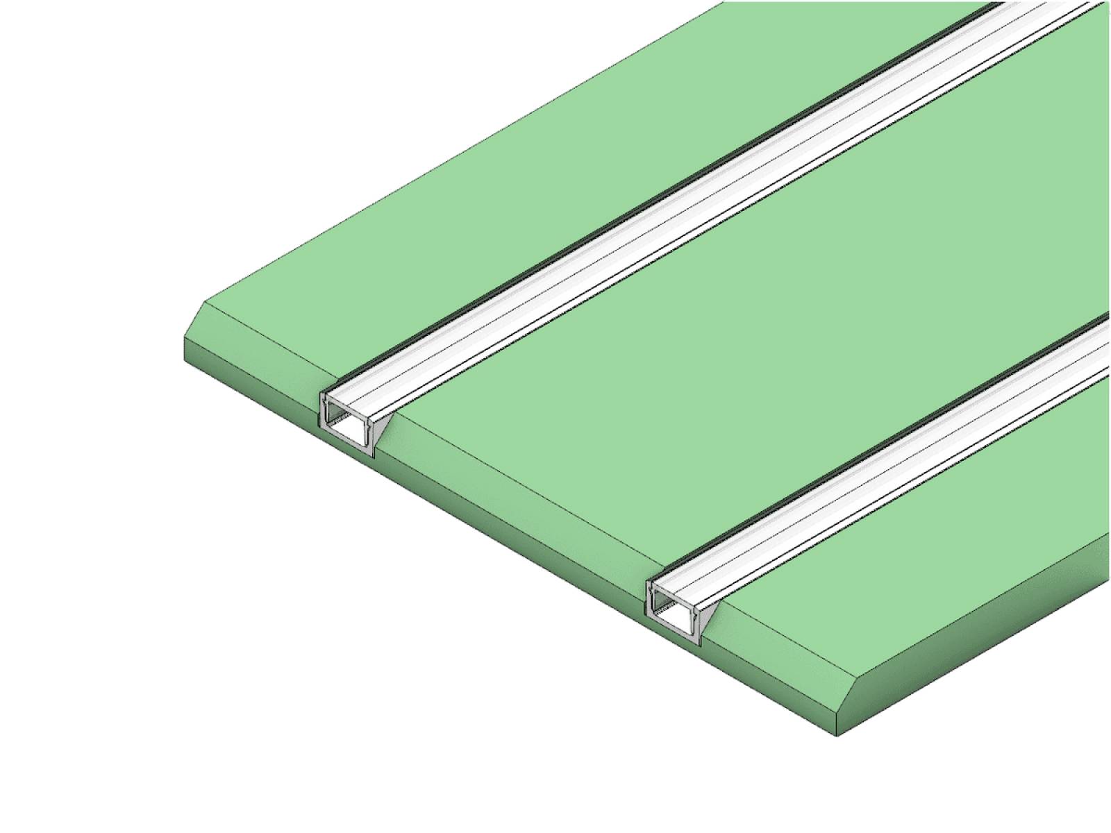 DL (Direktes Licht) Gipspaneele GKFI mit integr. Alu Profil 12,5mm hoch, 2-l�ufig