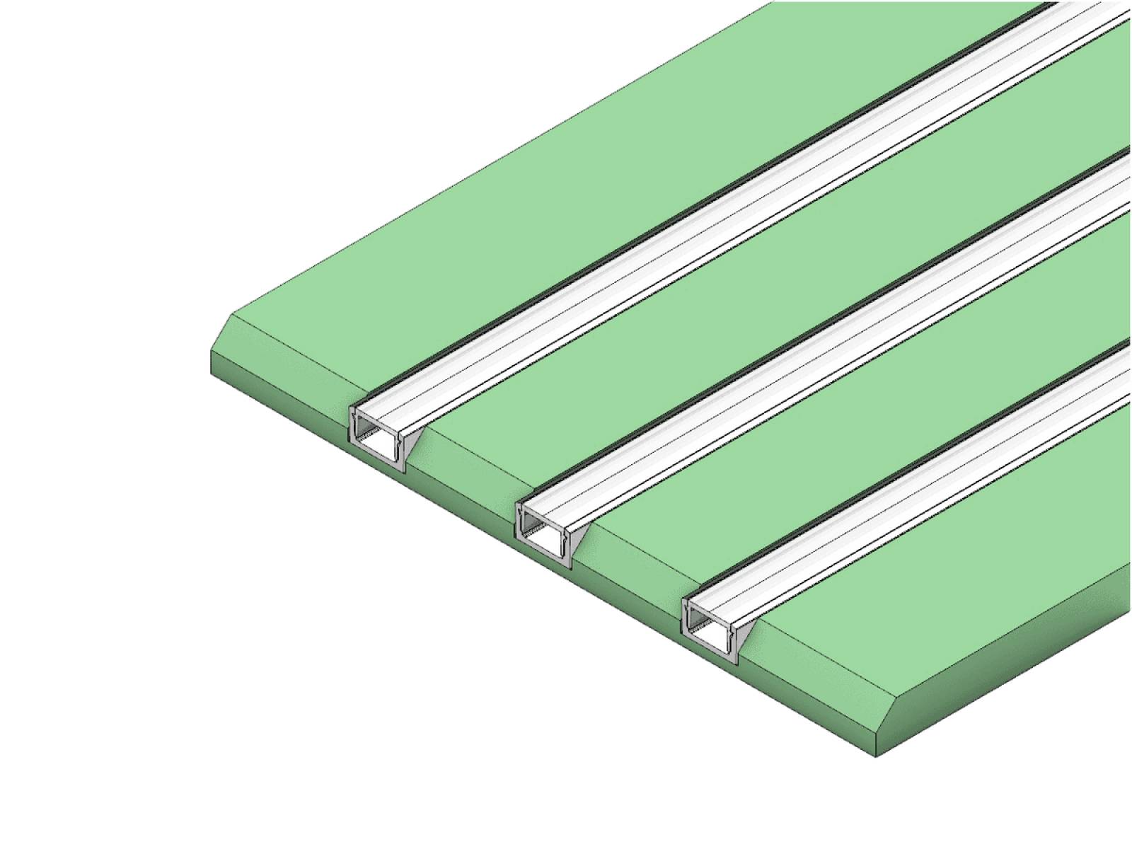 DL (Direktes Licht) Gipspaneele GKFI mit integr. Alu Profil 12,5mm hoch, 3-l�ufig
