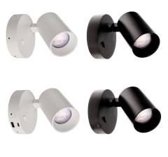 Wandaufbauleuchte Can Tilt rund, max. 7,5W GU10, schwarz/wei�, opt. mit USB Ladem�glichkeit
