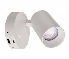 Wandaufbauleuchte Can Tilt rund, max. 7,5W GU10, wei� mit USB Ladem�glichkeit