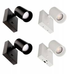 Wandaufbauleuchte Can Tilt eckig, max. 7,5W GU10, schwarz/wei�, opt. mit USB Ladem�glichkeit