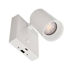 Wandaufbauleuchte Can Tilt eckig, max. 7,5W GU10, wei� mit USB Ladem�glichkeit