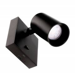 Wandaufbauleuchte Can Tilt eckig, max. 7,5W GU10, schwarz mit USB Ladem�glichkeit