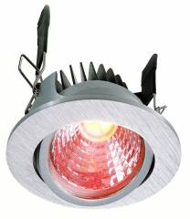 LED Deckeneinbauleuchte Spot RGB + Warmwei�, COB68, Alu silber geb�rstet, schwenkbar, D=78 mm
