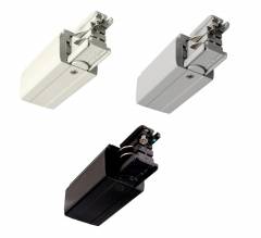 Elektrischer Einspeiser links f�r 3-Phasen Schienensystem D Line 230V, wei�/schwarz/grau