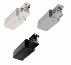 Elektrischer Einspeiser rechts f�r 3-Phasen Schienensystem D Line 230V, wei�/schwarz/grau