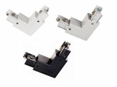 90� Verbinder mit Wechselmechnik L/R f�r 3-Phasen Schienensystem D Line 230V, wei�/schwarz/grau