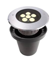 Au�en LED Bodeneinbaustrahler Canum, asymmetrisch, 3000K warmwei� 12W, Silber