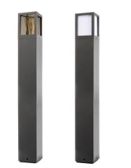Pollerleuchte Facado II eckig IP65, Scheibe wei� / get�nt 650mm, 1x E27 max 20W, grau