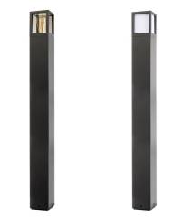 Pollerleuchte Facado II eckig IP65, Scheibe wei� / get�nt 1000mm, 1x E27 max 20W, Grau, Wegbeleuchtu