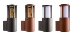 Au�en Wandleuchte Facado II rund IP65, Scheibe wei� / get�nt, 1x E27 max 20W, grau oder rostfarben