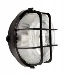 Decken-/Wandaufbauleuchte IP44 Sotano Retro rund, 1x E27 max. 60W, schwarz