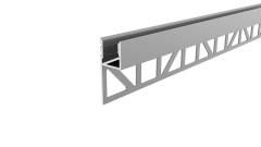 Aluminium Fliesen-Profil Abschluss nach oben leuchtend Silber, eloxiert, LxBxH 3000x14x36 mm