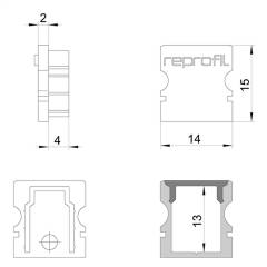 Reprofil Endkappe P-AU-02-08, Schwarz, 14 mm, Plan
