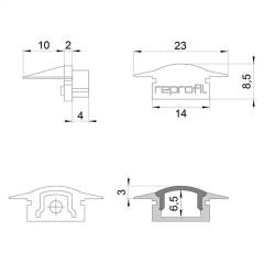 Reprofil Endkappe F-ET-01-08, Wei�, 23 mm, Flach