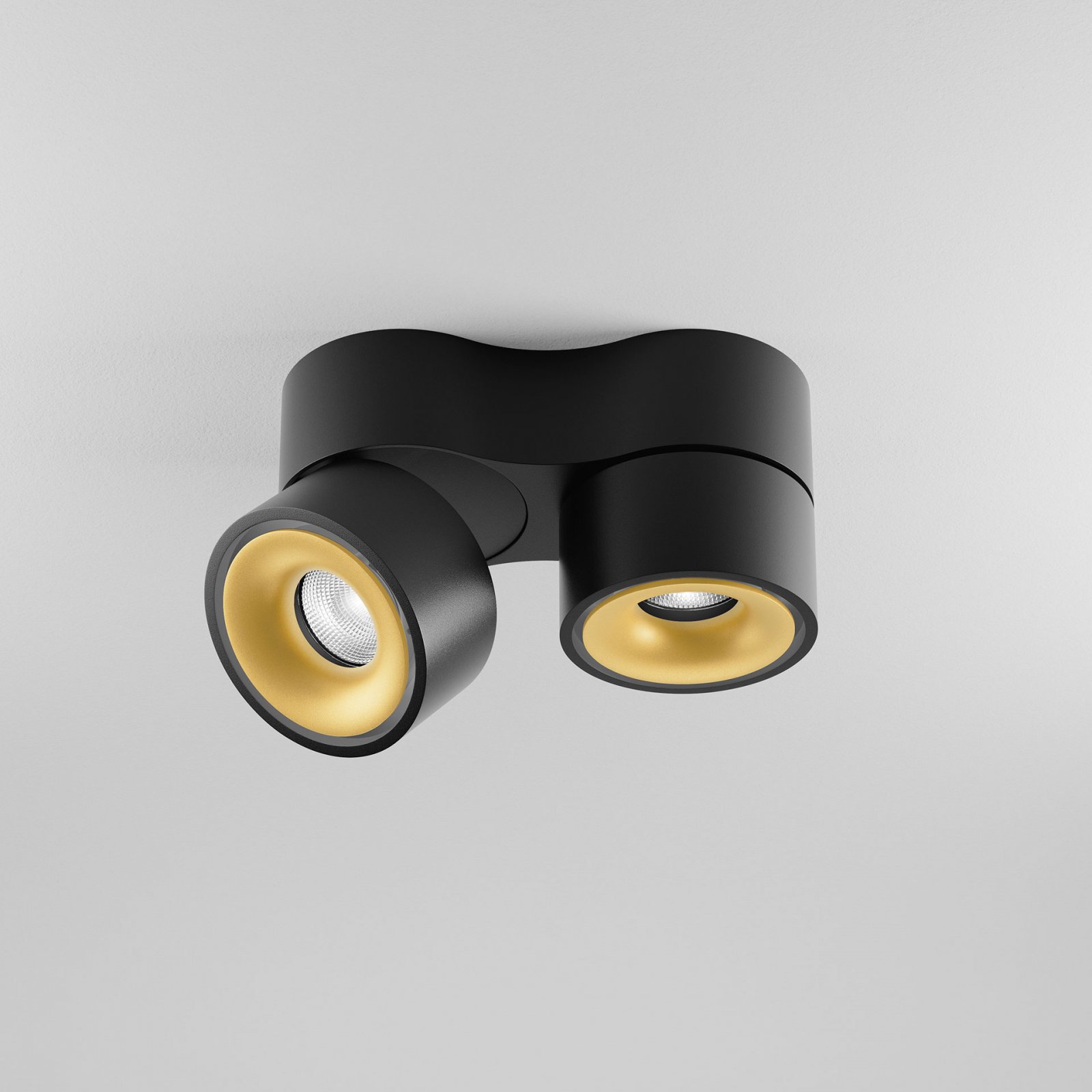 DLS LED Deckenleuchte CLIPPO DUO schwarz/gold 2x13W 33� dim to warm CRI>90 1100lm dimmbar