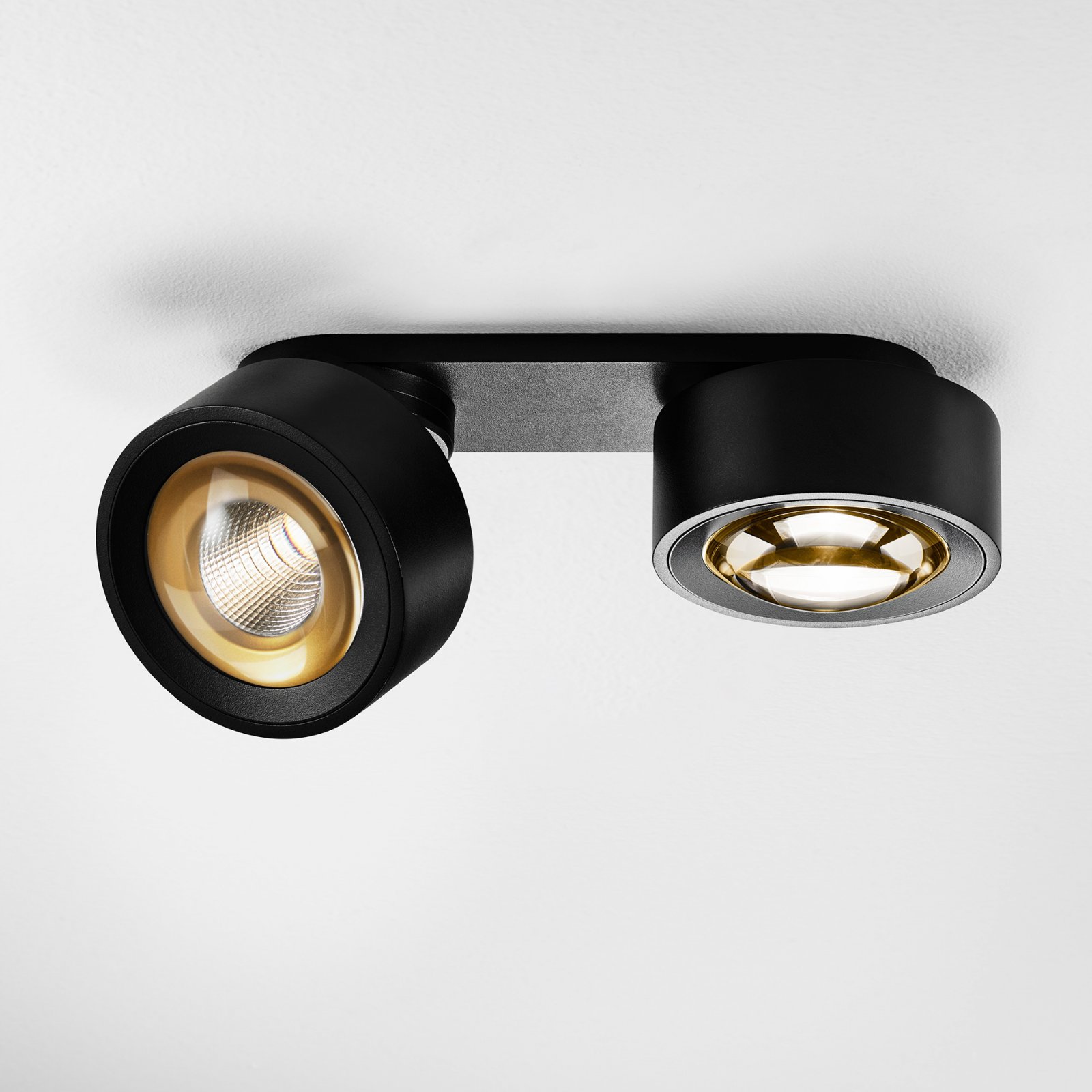 DLS LED Deckenleuchte CLIPPO OPTIC DUO schwarz/gold 2x10,5W 35� dim to warm CRI>90 1240lm dimmbar