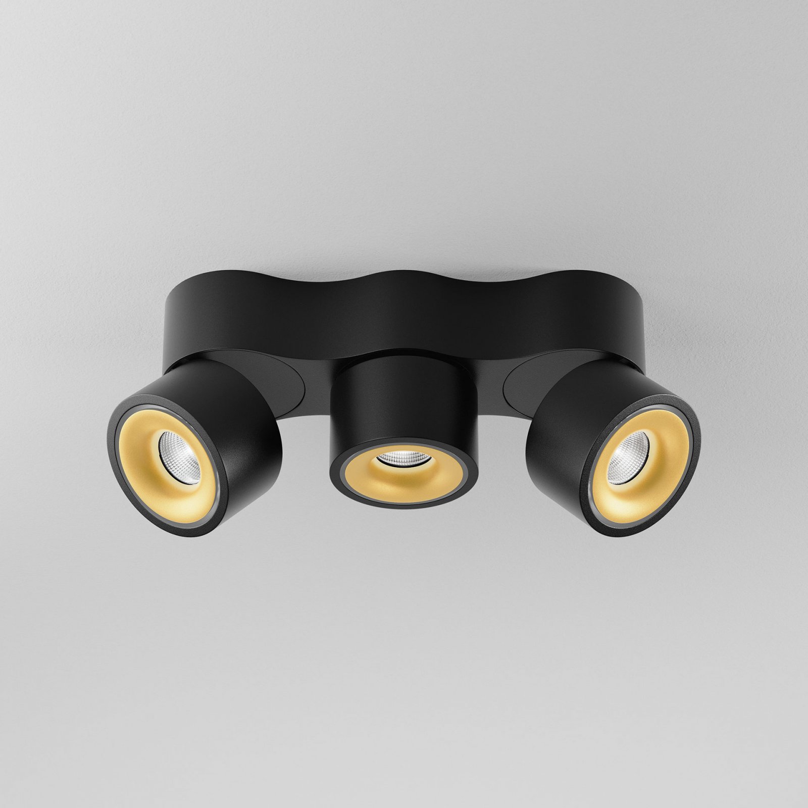 DLS LED Deckenleuchte CLIPPO S TRIO schwarz/gold 3x9,3W 34� 2700K CRI>90 1100lm dimmbar