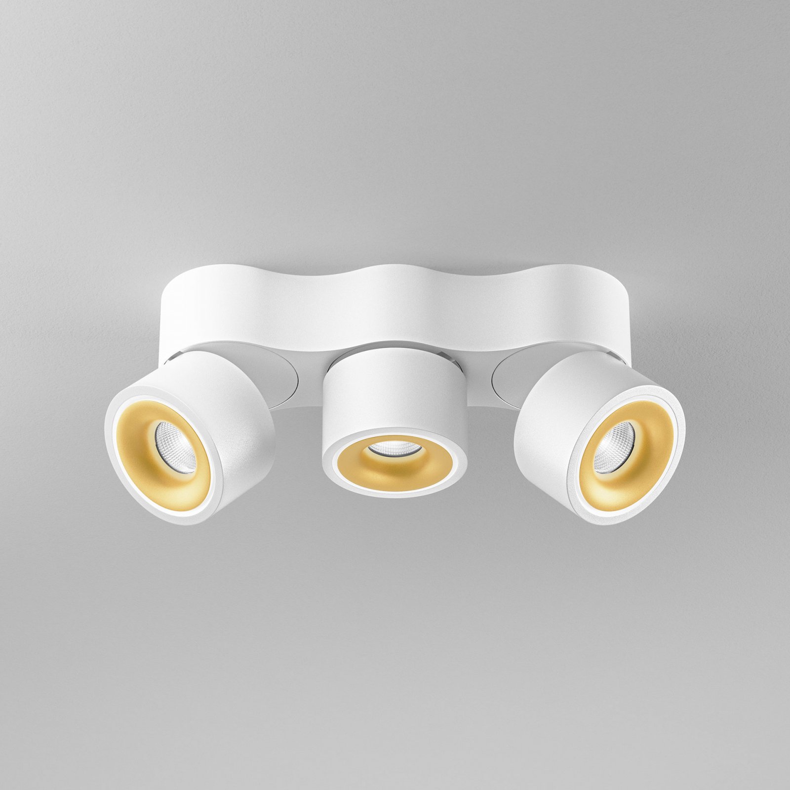 DLS LED Deckenleuchte CLIPPO S TRIO wei�/gold 3x9,5W 34� dim to warm CRI>90 915lm dimmbar