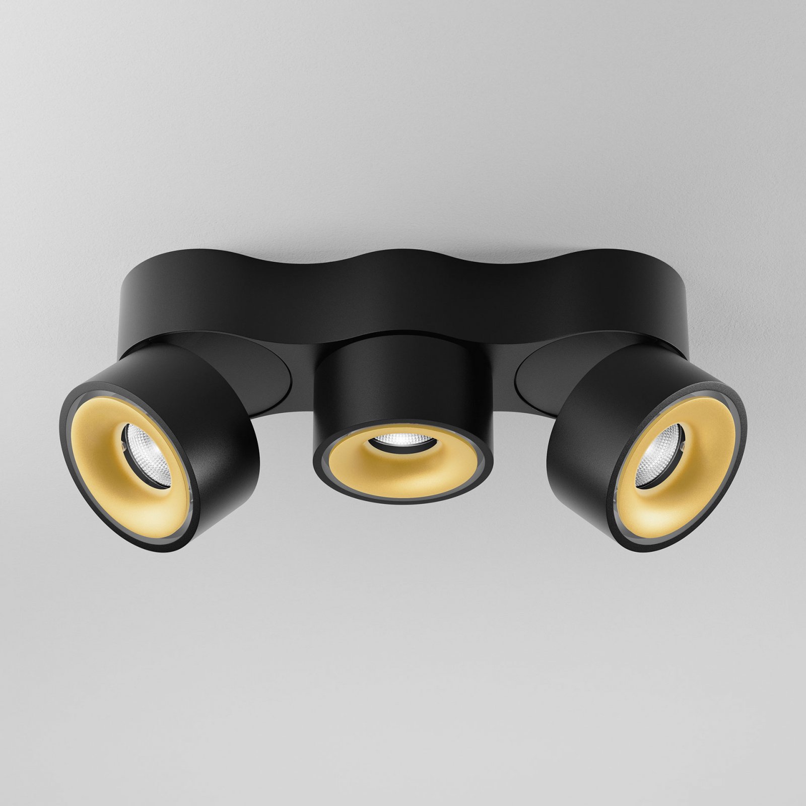 DLS LED Deckenleuchte CLIPPO TRIO schwarz/gold 3x9,5W 33� dim to warm CRI>90 915lm dimmbar