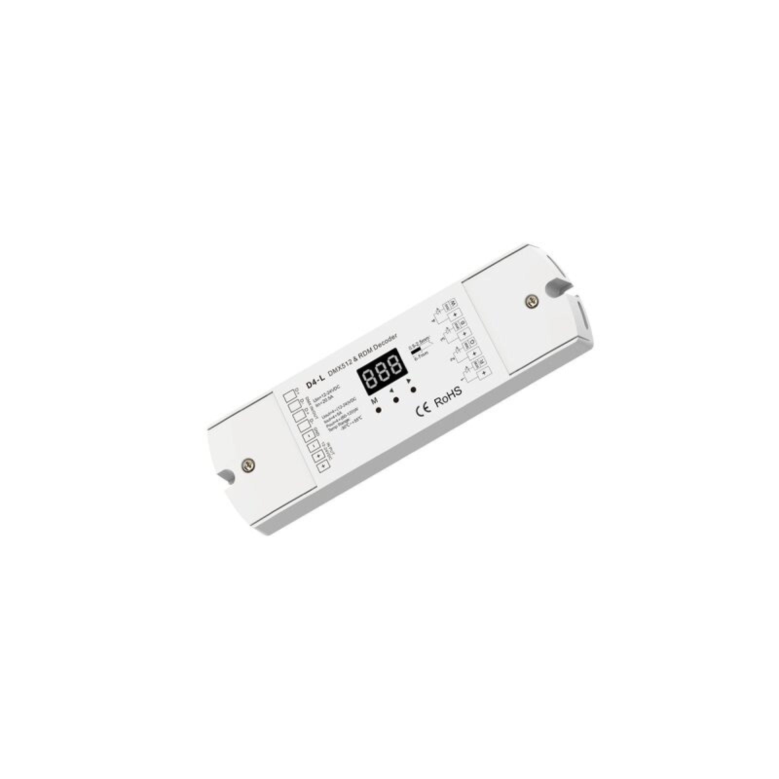DMX Empf�nger/Dimmer mit integr. Stand-Alone, 4 Kan�le, 12-24V/DC, 4x5A,