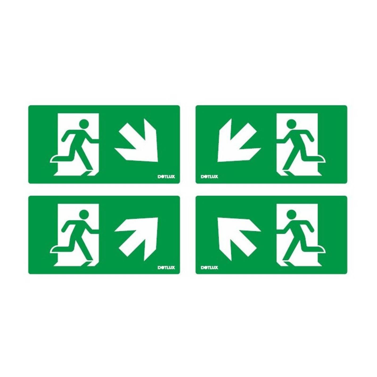DOTLUX Erweitertes Piktogrammset Pfeil Diagonal f�r LED-Notleuchten EXIT Set 4 St�ck
