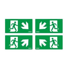 DOTLUX Erweitertes Piktogrammset Pfeil Diagonal f�r LED-Notleuchten EXIT Set 4 St�ck