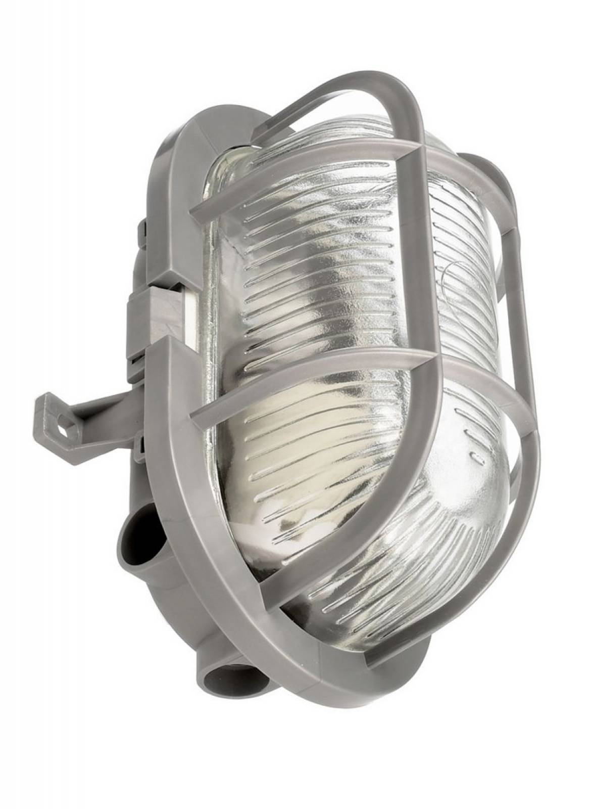 Decken-/Wandaufbauleuchte IP44 Sotano Retro oval, 1x E27 max. 60W, grau