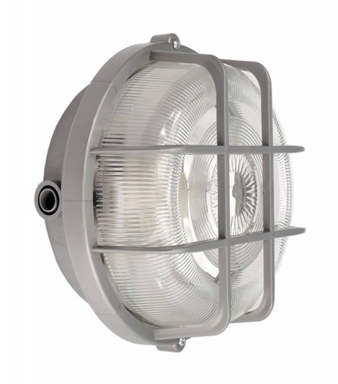 Decken-/Wandaufbauleuchte IP44 Sotano Retro rund, 1x E27 max. 60W, grau