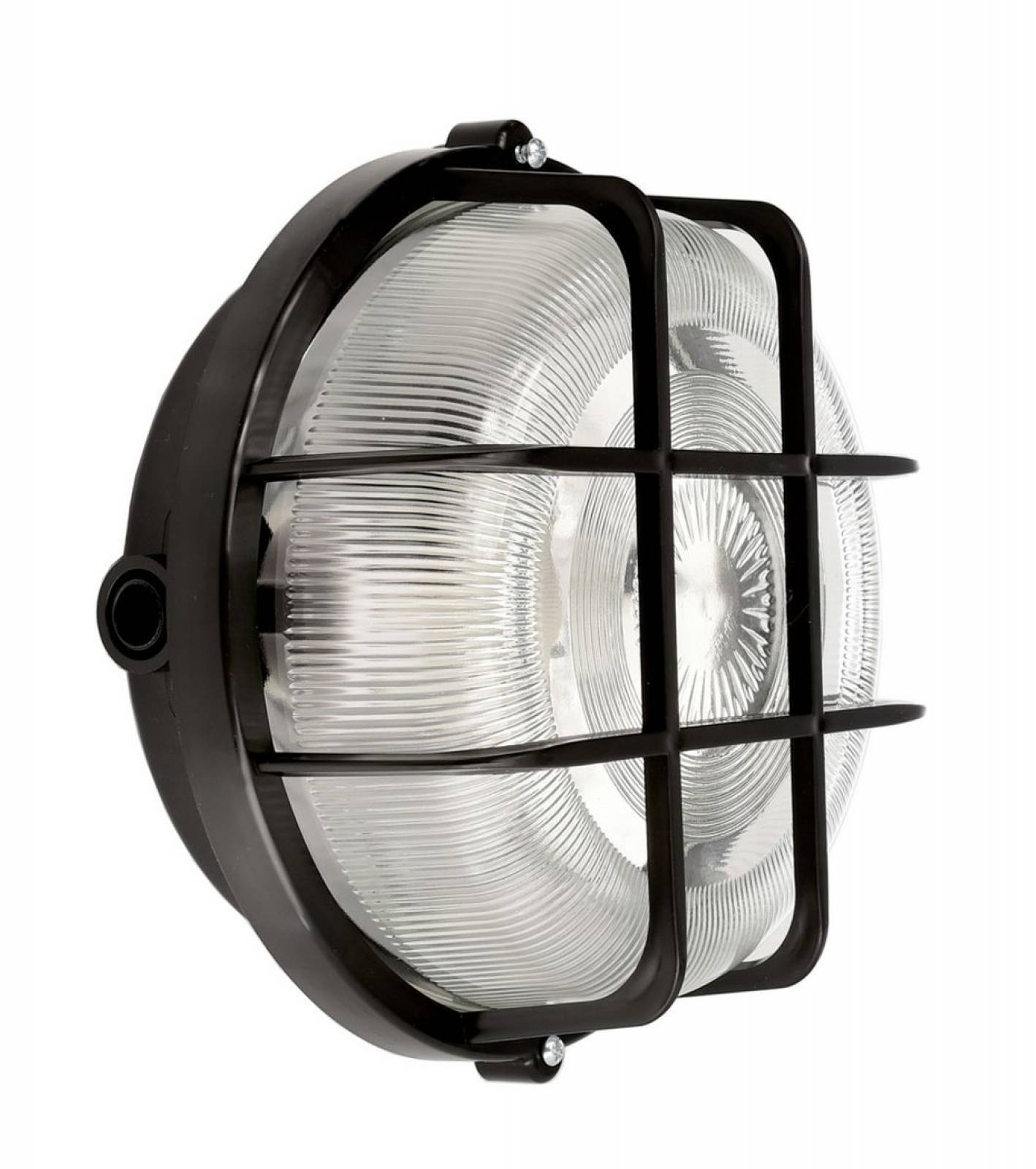 Decken-/Wandaufbauleuchte IP44 Sotano Retro rund, 1x E27 max. 60W, schwarz