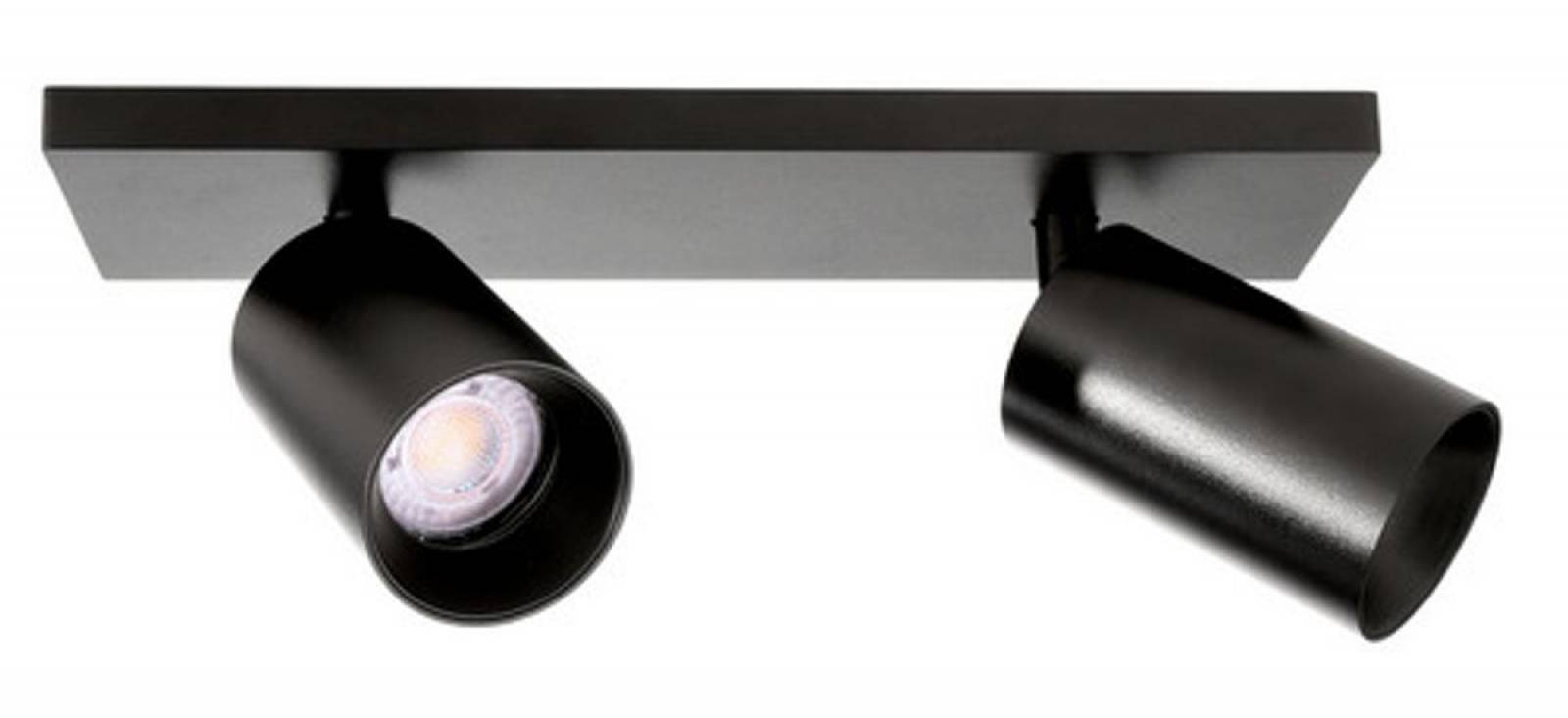 Deckenaufbauleuchte 2-flammig Can Tilt eckig schwarz, drehbar, 2x max. 7,5W GU10