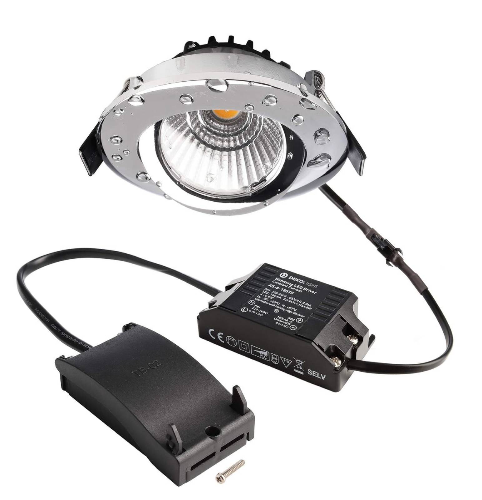 Deckeneinbauleuchte Dione IP44 DTW 1800-3000K 8,5W 480lm chrom